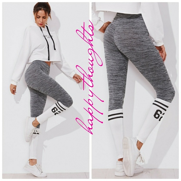 Happy Thoughts Pants - Gray & White Leggings